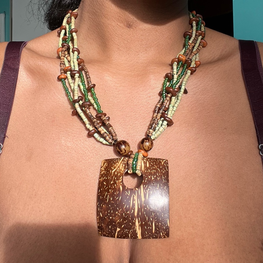 Wooden beaded necklaces